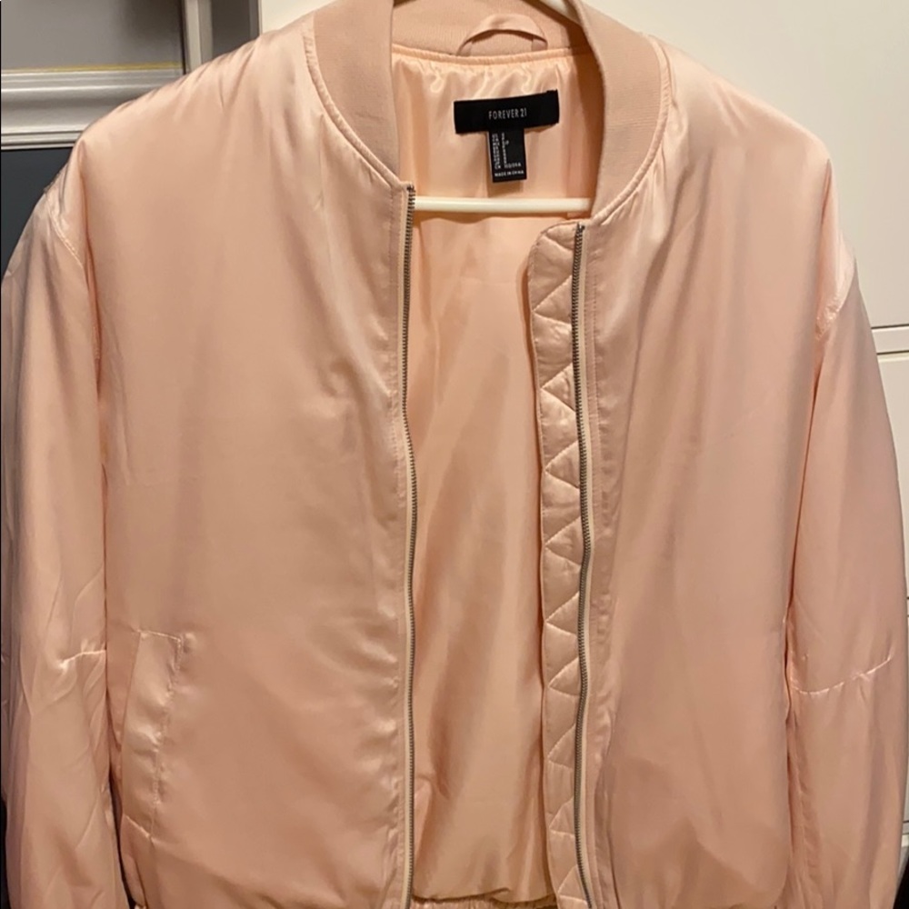 Pink silk bomber jacket